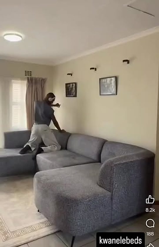 Grey corner couch in a customer's home